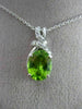 ESTATE 2.79CT DIAMOND & AAA PERIDOT 14KT WHITE GOLD 3D BOW OVAL FLOATING PENDANT