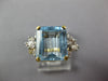 ESTATE LARGE 2.46CT DIAMOND & AAA AQUAMARINE 14KT 2 TONE GOLD 3D ENGAGEMENT RING
