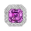 1.37CT DIAMOND & AAA PURPLE SAPPHIRE 14KT WHITE GOLD EMERALD CUT STUD EARRINGS