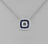 ESTATE .51CT DIAMOND & AAA SAPPHIRE 14K WHITE GOLD HEART SQUARE FLOATING PENDANT