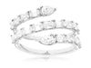 LARGE 2.0CT DIAMOND 14KT WHITE GOLD 3D PEAR SHAPE & EMERALD CUT CRISS CROSS RING