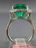ESTATE EXTRA LARGE 8.39CT DIAMOND & AAA EMERALD 18KT WHITE GOLD ENGAGEMENT RING