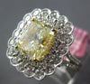 LARGE 5.57CT WHITE & FANCY YELLOW DIAMOND 18K 2 TONE GOLD FLOWER ENGAGEMENT RING
