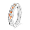 ESTATE .31CT DIAMOND 14KT WHITE & ROSE GOLD 3D FILIGREE WEDDING ANNIVERSARY RING
