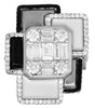 LARGE 2.29CT DIAMOND & BLACK ENAMEL 18KT WHITE GOLD 3D ROUND & BAGUETTE FUN RING