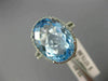 ESTATE LARGE 10.22CT DIAMOND & AAA BLUE TOPAZ 14KT WHITE GOLD OVAL HALO FUN RING