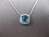 1.04CT DIAMOND & AAA BLUE TOPAZ 14KT WHITE GOLD 3D CUSHION & ROUND LOVE NECKLACE