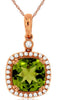 2.28CT DIAMOND & AAA PERIDOT 14KT ROSE GOLD CUSHION & ROUND SQUARE HALO PENDANT