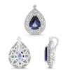 1.77CT DIAMOND & AAA SAPPHIRE 14KT WHITE GOLD 3D PEAR SHAPE DOUBLE HALO PENDANT