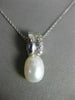 ANTIQUE .16CT DIAMOND & AAA SOUTH SEA PEARL 18KT WHITE GOLD OVAL PENDANT #12013