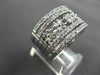 ESTATE WIDE 1.36CT DIAMOND 14KT WHITE GOLD MULTI ROW FLORAL OPEN FUN RING #16803