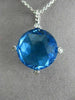 ESTATE MASSIVE 13.20CT DIAMOND & BLUE TOPAZ 14K WHITE GOLD ROPE FLOATING PENDANT