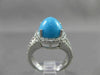 ESTATE WIDE 1.11CT DIAMOND & AAA TURQUOISE 14KT WHITE GOLD HALO FUN RING #18927