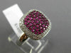 EFFY WIDE 1.48CT DIAMOND & AAA RUBY 14KT WHITE GOLD 3D SQUARE PAVE LEAF FUN RING