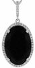 ESTATE .30CT DIAMOND & AAA BLACK ONYX 14KT WHITE GOLD HALO OVAL FLOATING PENDANT