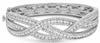 ESTATE LARGE 6.46CT DIAMOND 14K WHITE GOLD MULTI ROW CRISS CROSS BANGLE BRACELET