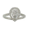 ESTATE .54CT DIAMOND 18KT WHITE GOLD 3D PEAR SHAPE TEAR DROP HALO PROMISE RING