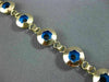 ESTATE 14KT YELLOW GOLD & ROUND BLUE CRYSTAL FLORAL EVIL EYE BRACELET #22954