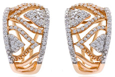 ESTATE WIDE .64CT DIAMOND 14KT ROSE GOLD MULTI LEAF CLIP ON FUN HANGING EARRINGS