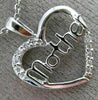 ESTATE .05CT DIAMOND 14K WHITE GOLD 3D OPEN MOTHER HEART LOVE PENDANT WITH CHAIN