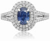 ESTATE 2.05CT DIAMOND & AAA SAPPHIRE 14KT WHITE GOLD DOUBLE HALO ENGAGEMENT RING