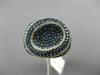 ESTATE WIDE 2.56CT DIAMOND & AAA SAPPHIRE 14K WHITE GOLD 3D OVAL MICRO PAVE RING