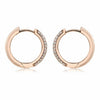 ESTATE .59CT DIAMOND 18KT ROSE GOLD 3D THREE ROW CLASSIC PAVE HUGGIE EARRINGS