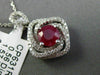 ESTATE LARGE 2.13CT DIAMOND RUBY 18K WHITE GOLD SQUARE SWIRL DOUBLE HALO PENDANT