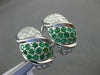 ESTATE LARGE 3.36CT DIAMOND & EMERALD 18K WHITE GOLD 3D CLIP ON HANGING EARRINGS