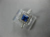 ESTATE .86CT DIAMOND & SAPPHIRE 18KT WHITE GOLD SQUARE CLASSIC ENGAGEMENT RING