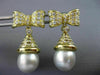 ESTATE LARGE 1.80CT DIAMOND & PEARL 18KT YELLOW GOLD BOW HANGING EARRINGS #26055