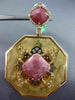 LARGE 1.1CT DIAMOND & PINK AGATE 18K ROSE & YELLOW GOLD OCTAGON HANGING EARRINGS