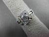 ANTIQUE WIDE .95CT DIAMOND 14KT WHITE GOLD SQUARE HALO ENGAGEMENT RING #15892