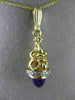 ESTATE LARGE 1.5CT DIAMOND & AAA AMETHYST 14K YELLOW GOLD BUTTERFLY LOVE PENDANT