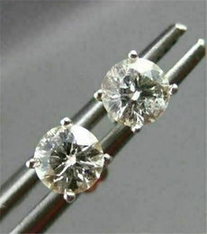 ESTATE .70CT DIAMOND 14KT WHITE GOLD SOLITAIRE SCREW BACK EARRINGS 5mm #22059