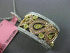 LARGE .62CT WHITE YELLOW & PINK DIAMOND 18K WHITE & ROSE GOLD FILIGREE PENDANT