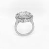 EXTRA LARGE 1.65CT DIAMOND 18KT WHITE GOLD 3D ROUND & BAGUETTE FLOWER CROWN RING