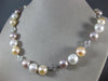 ESTATE .69CT DIAMOND & AAA MULTI COLOR PEARL 14KT WHITE GOLD ETERNITY NECKLACE