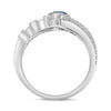 LARGE 1.63CT DIAMOND & AAA SAPPHIRE 14KT WHITE GOLD OVAL & ROUND MULTI ROW RING