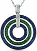 LARGE 4.32CT DIAMOND AAA SAPPHIRE & TSAVORITE 18KT WHITE & BLACK GOLD 3D PENDANT