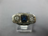 ANTIQUE .71CT OLD MINE DIAMOND & AAA SAPPHIRE 14KT WHITE GOLD 3D ART DECO RING