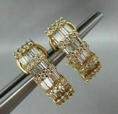 ESTATE 1.75CT DIAMOND 14KT YELLOW GOLD BAGUETTE & ROUND HANGING EARRINGS 15722