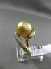 ESTATE LARGE .62CT DIAMOND 14KT YELLOW GOLD 3D GOLDEN SOUTH SEA PEARL SWIRL RING