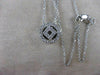 ESTATE DIAMOND 18K WHITE GOLD SQUARE IN CIRCLE PENDANT 11MM F/G VVS CHAIN #11343