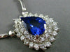 ESTATE LARGE 4.94CT DIAMOND & TANZANITE 18K WHITE GOLD DROP DOUBLE HALO NECKLACE