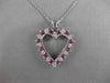 ESTATE .75CTW DIAMOND RUBY 14KT WHITE GOLD OPEN HEART PENDANT + CHAIN G VS #9994