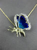 ANTIQUE .25CT DIAMOND 14KT TWO TONE GOLD 3D ENAMEL BUTTERFLY NECKLACE #23628