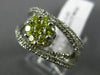 WIDE 1.30CT WHITE & FANCY YELLOW DIAMOND 18KT WHITE GOLD CRISS CROSS FLOWER RING