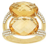 LARGE 9.74CT DIAMOND & AAA CITRINE 14KT YELLOW GOLD 3D OVAL & ROUND 2 STONE RING