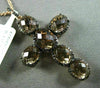 ESTATE LARGE 10.76CT BLACK DIAMOND & SMOKY TOPAZ 14KT ROSE GOLD CROSS PENDANT
